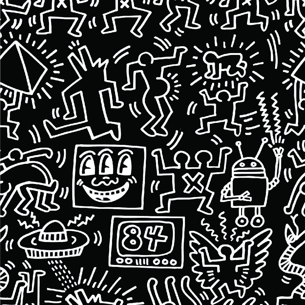 KEITH HARING X EASTPAK BENCHMARK SINGLE KEITH HARING BLACK KALEM KUTUSU